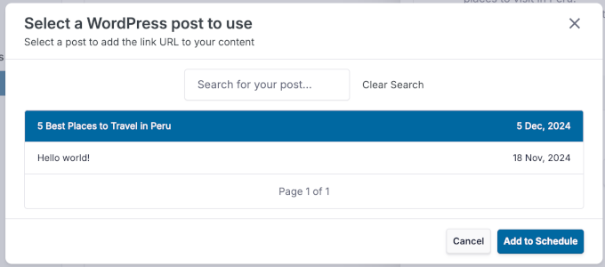 Scegliere un post da condividere in ClickSocial