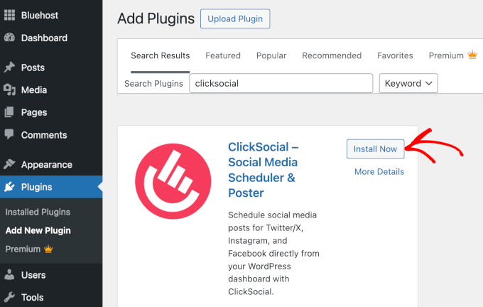 Installa il plug-in ClickSocial