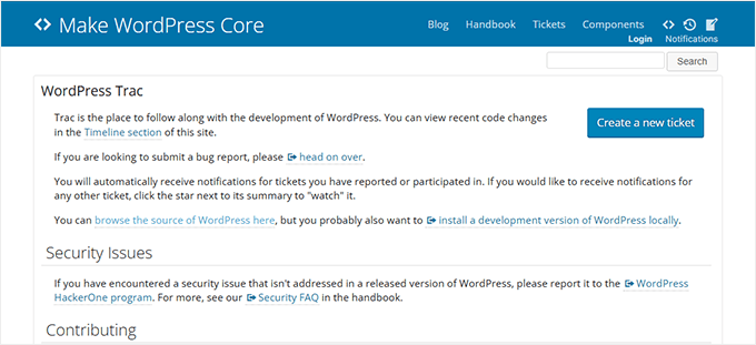 Segnalazione di un bug nel core trac di WordPress