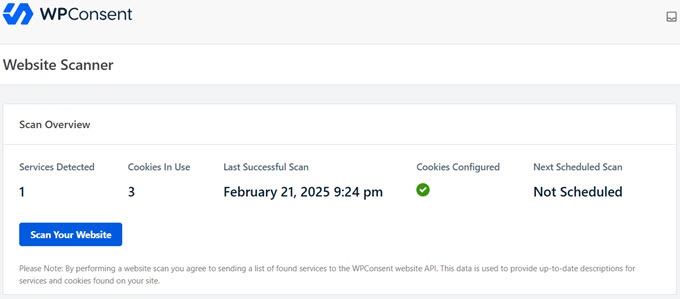 Scanner di siti Web WPConsent